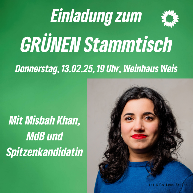 GRÜNER Stammtisch mit Misbah Khan, MdB und Spitzenkandidatin