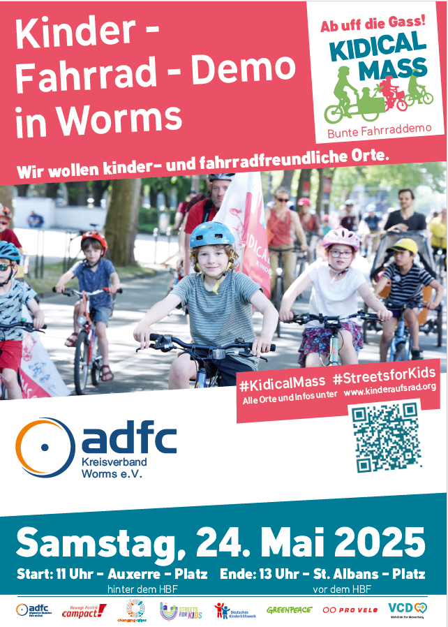 Kidical Mass am 24.05. 2025 zum 6. Mal in Worms