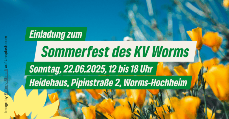 Einladung zum Sommerfest von BÜNDNIS 90/DIE GRÜENEN, KREISVERBAND WORMS